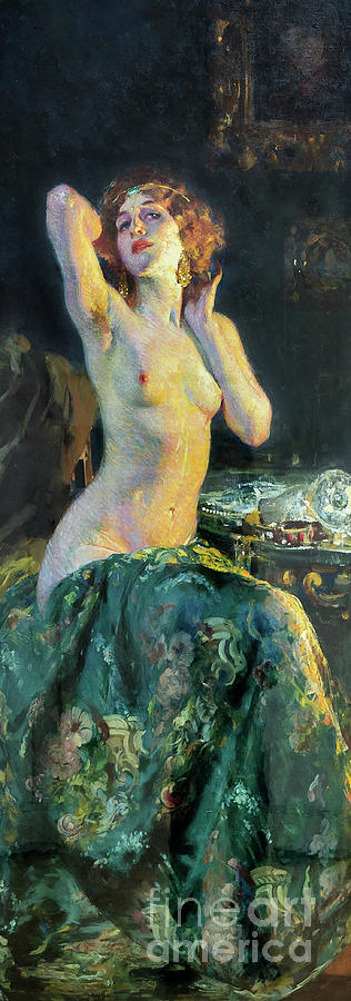 Nude Painting - In the mirror by Giacomo Grosso