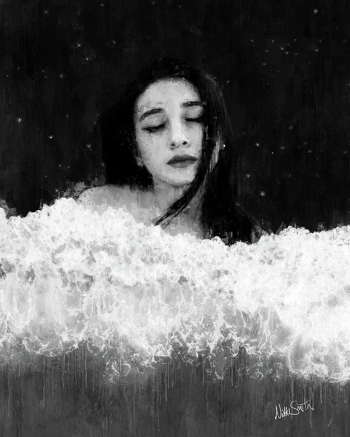 In the Ocean of your Love - Black and White Digital Art by Nikki Marie Smith