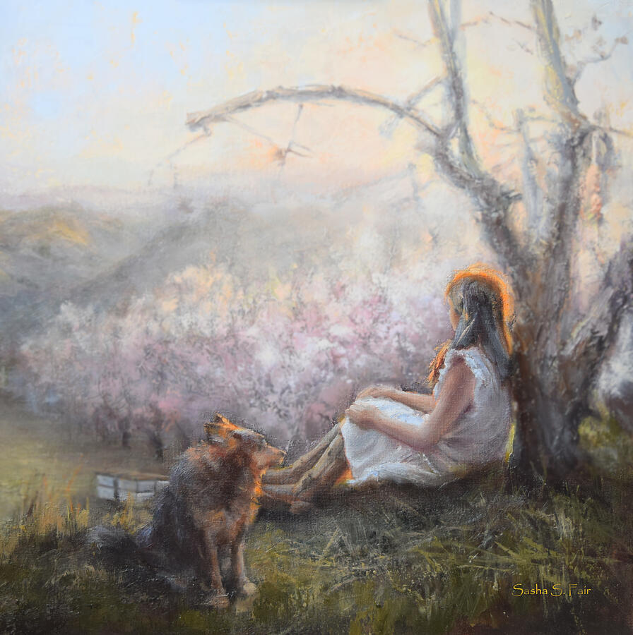 Sunset Painting - In the Orchards by Sasha S Fair