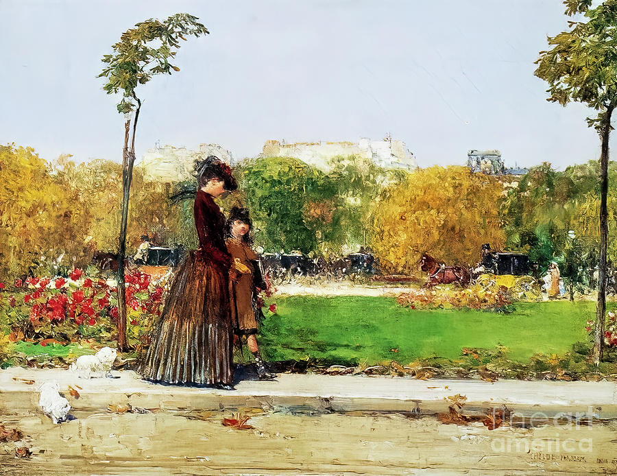 In the Park by Childe Hassam 1889 Painting by Childe Hassam