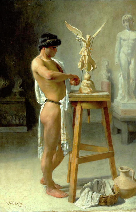 Greece Painting - In the Sculptors Studio  by Christian Meyer Ross