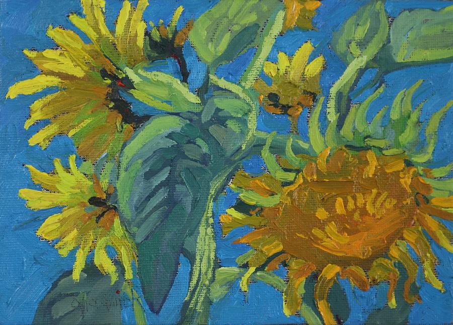 In the Shade of the Sunflower Painting by Phil Chadwick