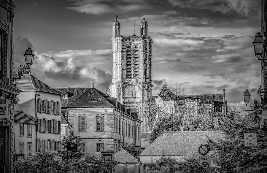 In the Shadow of Troyes Cathedral, Black and White Photograph by Marcy Wielfaert
