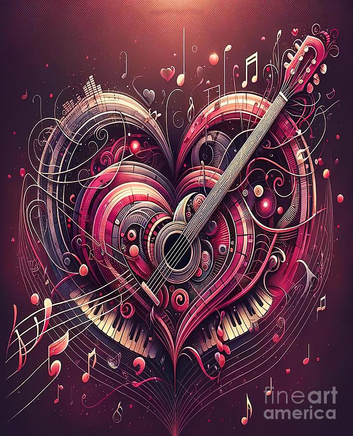 In the Shape of a Heart music poster Digital Art by Movie World Posters