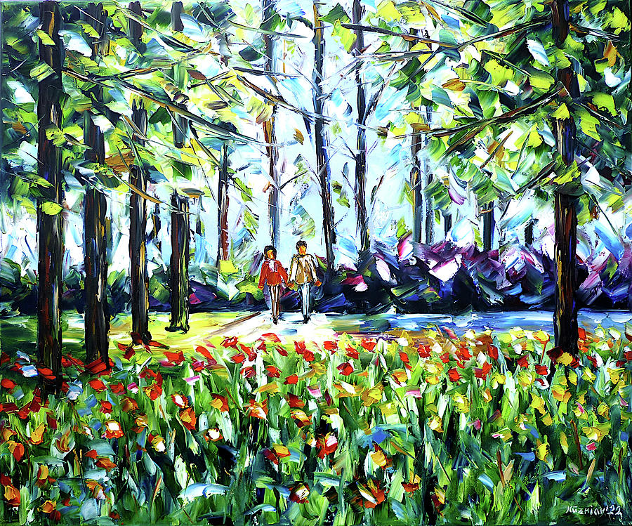 In The Spring Park Painting by Mirek Kuzniar