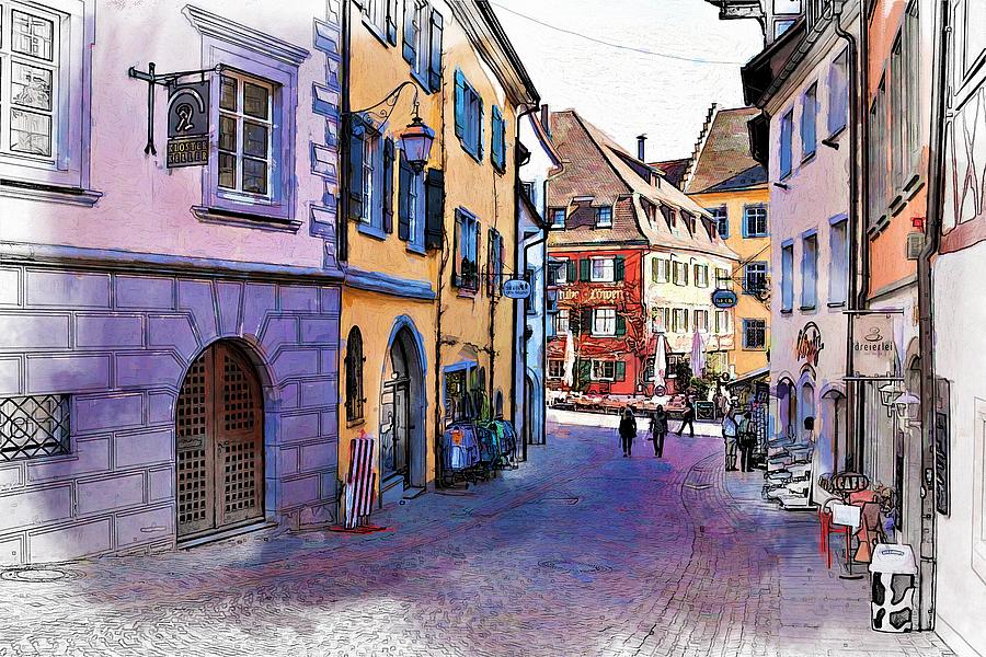 Architecture Mixed Media - In the streets of Meersburg, Germany by Tatiana Travelways