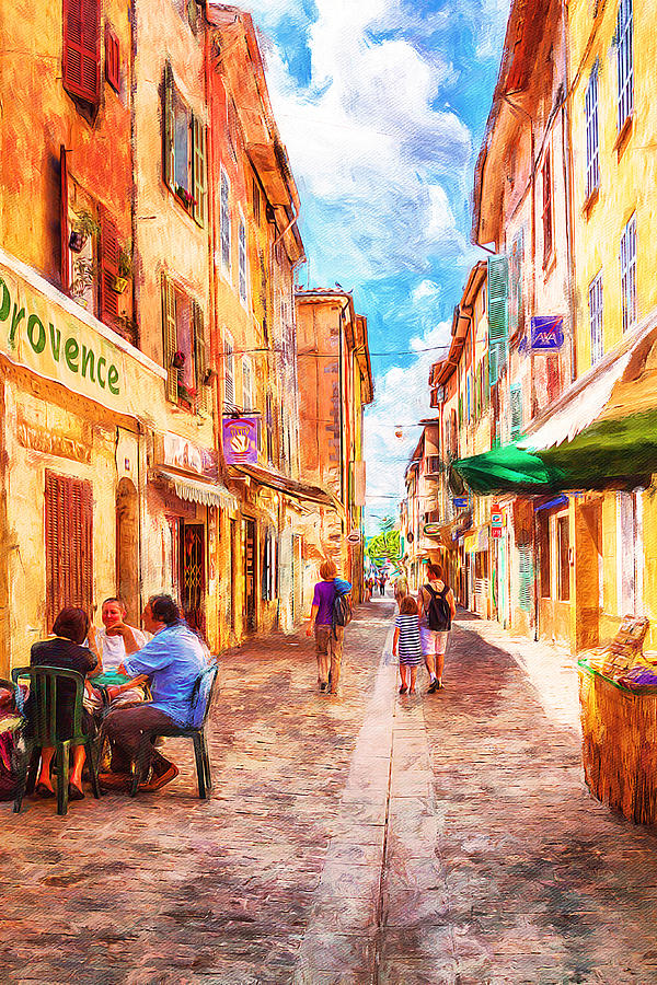 In the streets of Provence Mixed Media by Tatiana Travelways