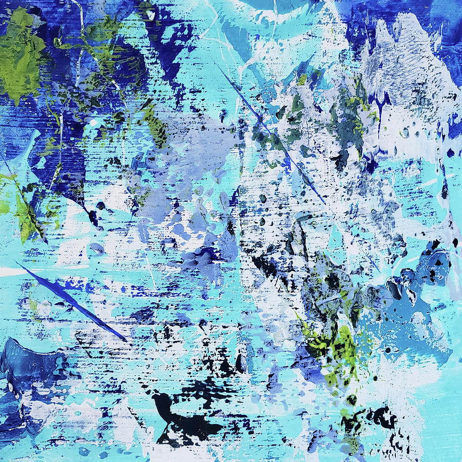 IN THE TROPICS Abstract Painting Aqua Blue White Painting by Lynnie Lang