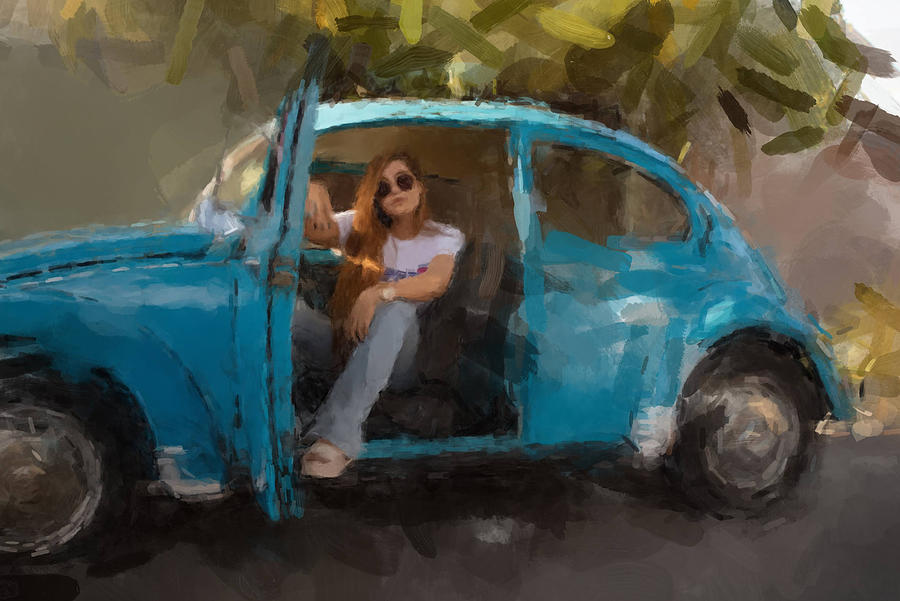 In the VW Bug Painting by Gary Arnold