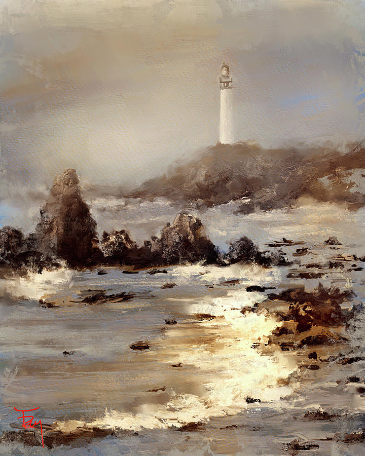 Lighthouse Painting - In the Wake of the Lighthouse by Theresa Ruby
