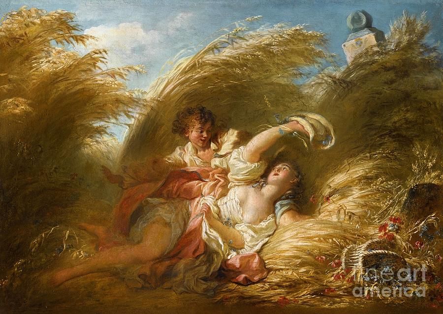 In the Wheat Painting by Jean-Honore Fragonard