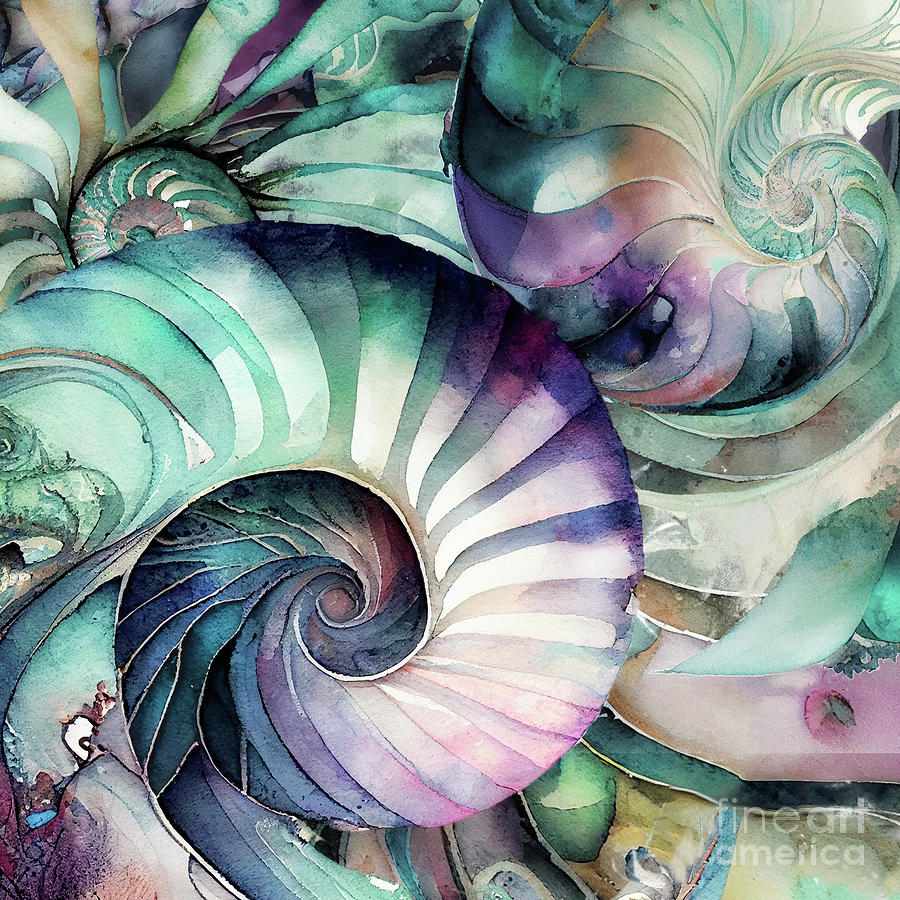Nautilus Painting - In the Wild Wild Sea IV by Mindy Sommers