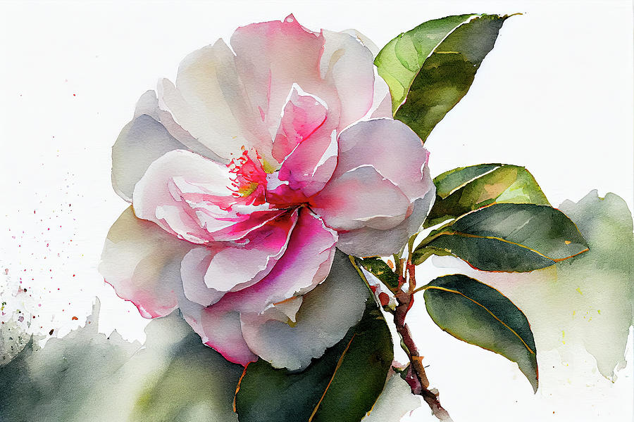 In The Winter Garden - Camellia Blossom Mixed Media by Mark Tisdale