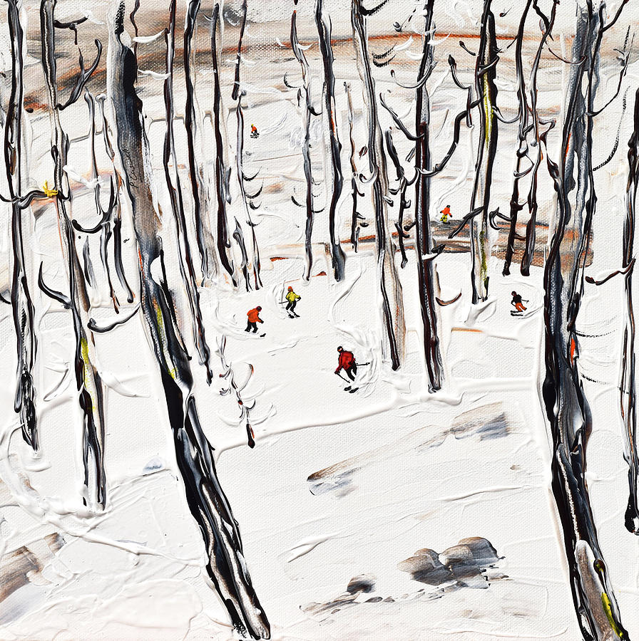 In the Woods at La Grave French Alps Painting by Pete Caswell