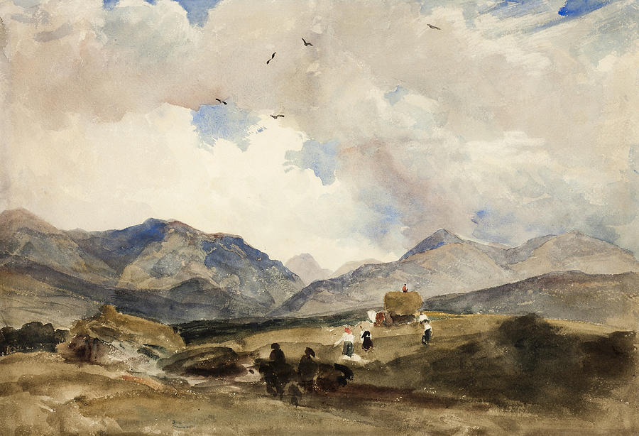 In Wales Between Bangor and Capel Curig Drawing by Peter De Wint
