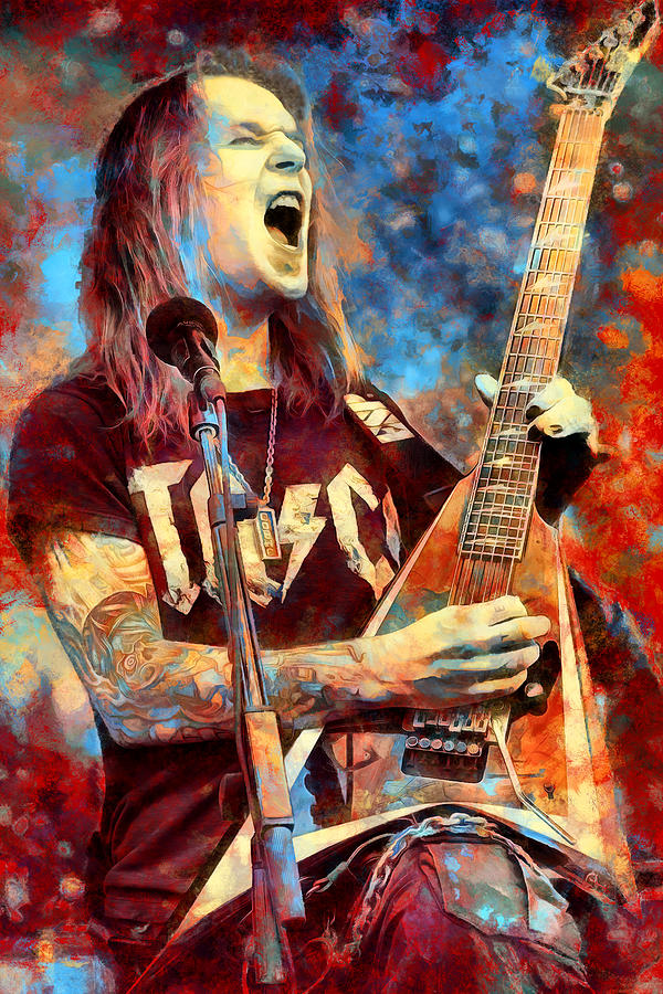 Alexi Laiho Digital Art - Alexi Laiho Children Of Bodom Tribute Art In Your Face by James West by The Rocker