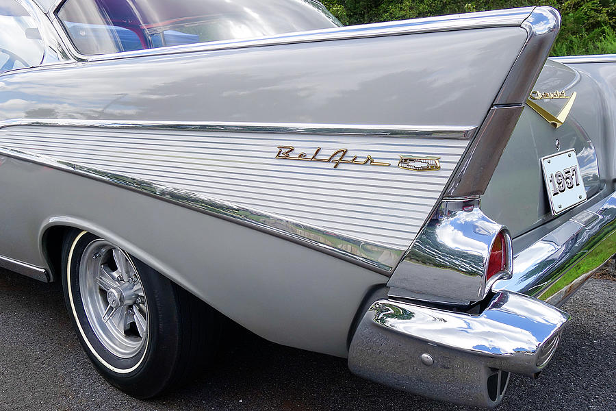 Inca Silver 57 Chevy Fin Photograph by Anthony Sacco