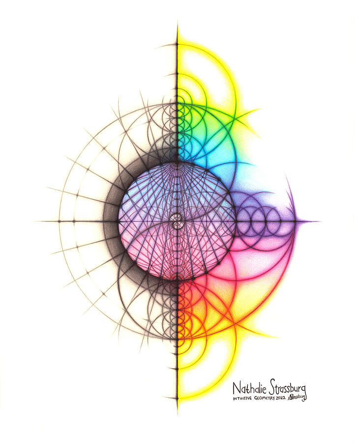 Incarnated in Time Spectrum Geometry Art Drawing by Nathalie Strassburg