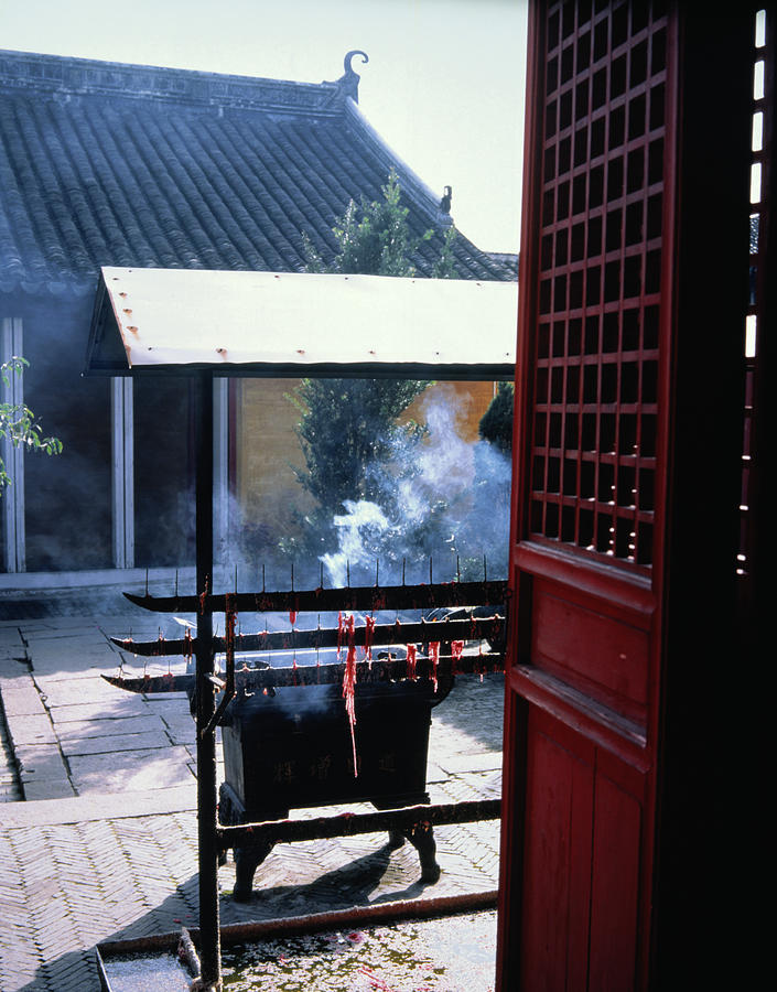 Incense Burner in a Temple Photograph by John Wang