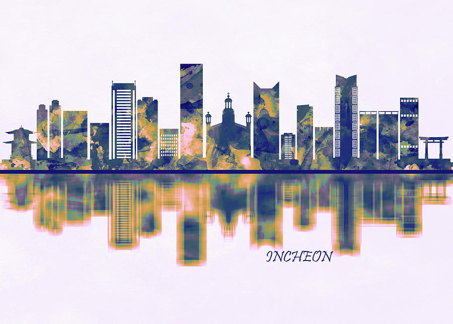 Abstract Mixed Media - Incheon Skyline by NextWay Art