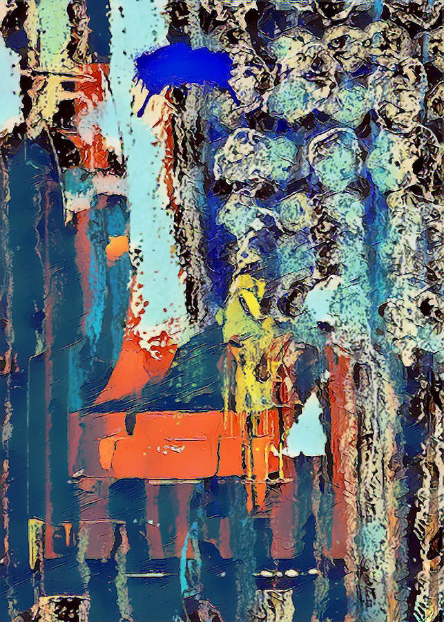 Inclement skies cityscape reflections abstract Digital Art by Silver Pixie