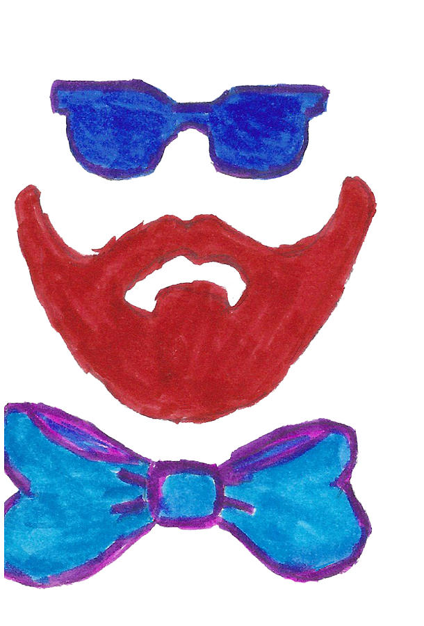 Incognito Sunglasses Mustache Beard and Bowtie Drawing by Ali Baucom