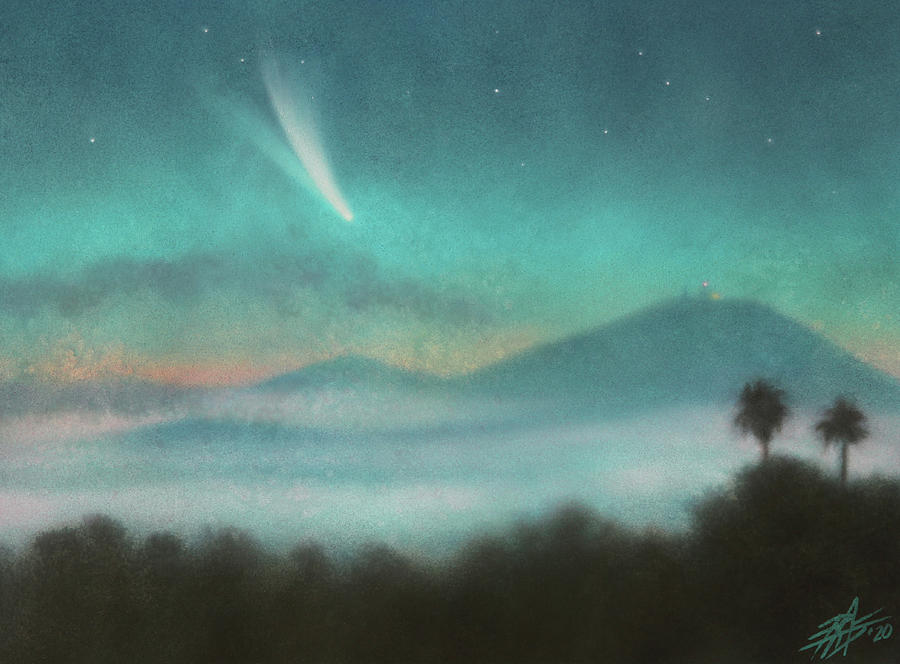 San Diego Painting - Incoming Fog with Comet by Robin Street-Morris