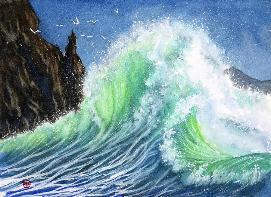 Incoming Wave Painting by Rebecca Davis