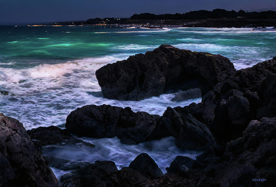 Incoming Waves At Night D Photograph by Frank Wilson