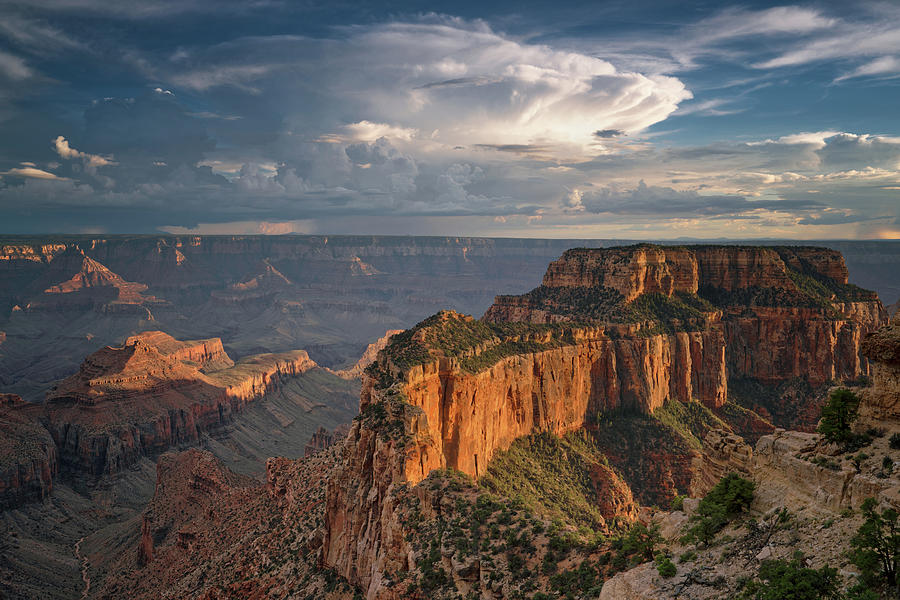 Incredible summer monsoon cloud formations overhead and evening glow on ...