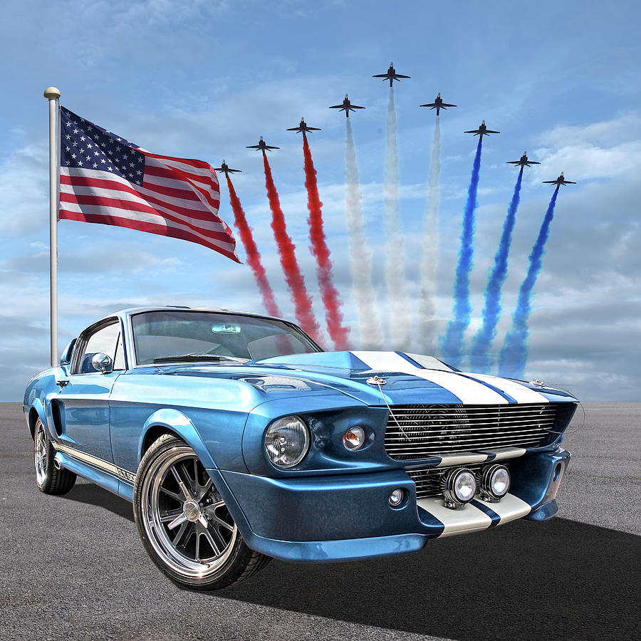 Independence Day - Mustang With USA Flag Photograph by Gill Billington