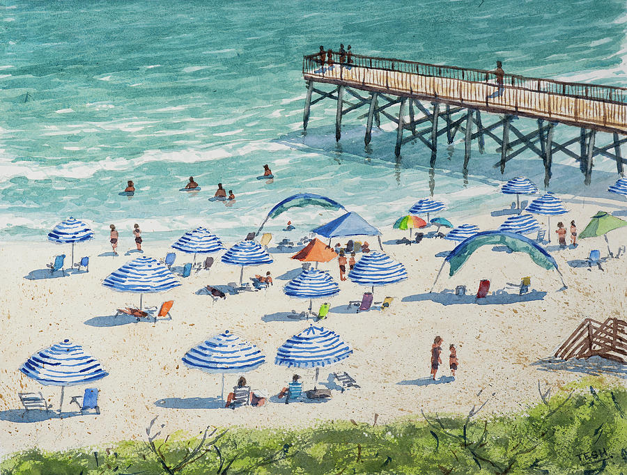 Independence Day on Atlantic Beach Painting by Tesh Parekh