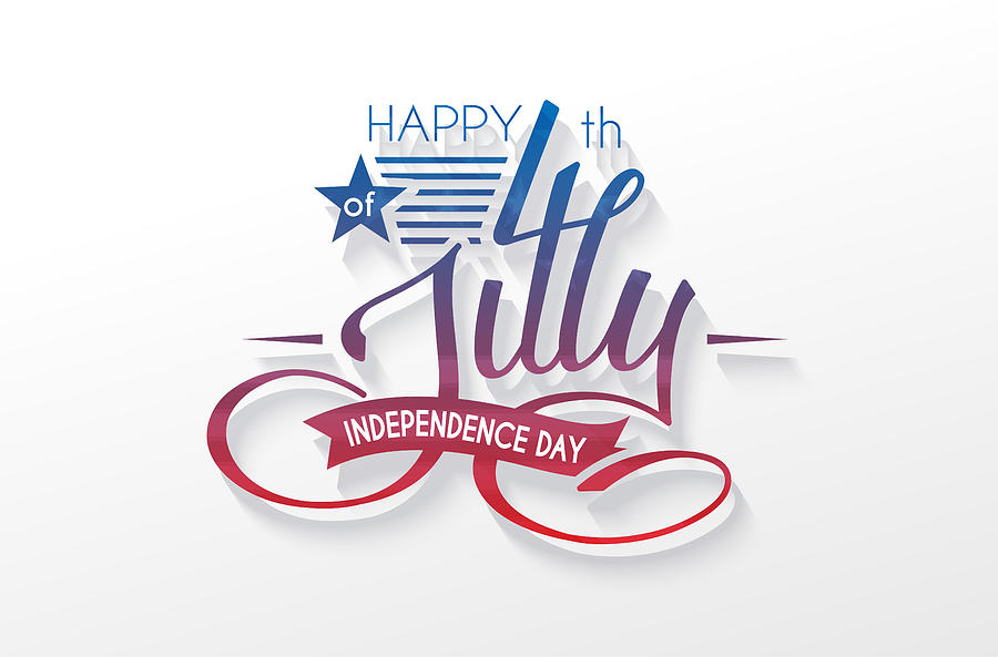 Independence Day USA lettering 4 july for design of card, flyer, poster Drawing by Elly99
