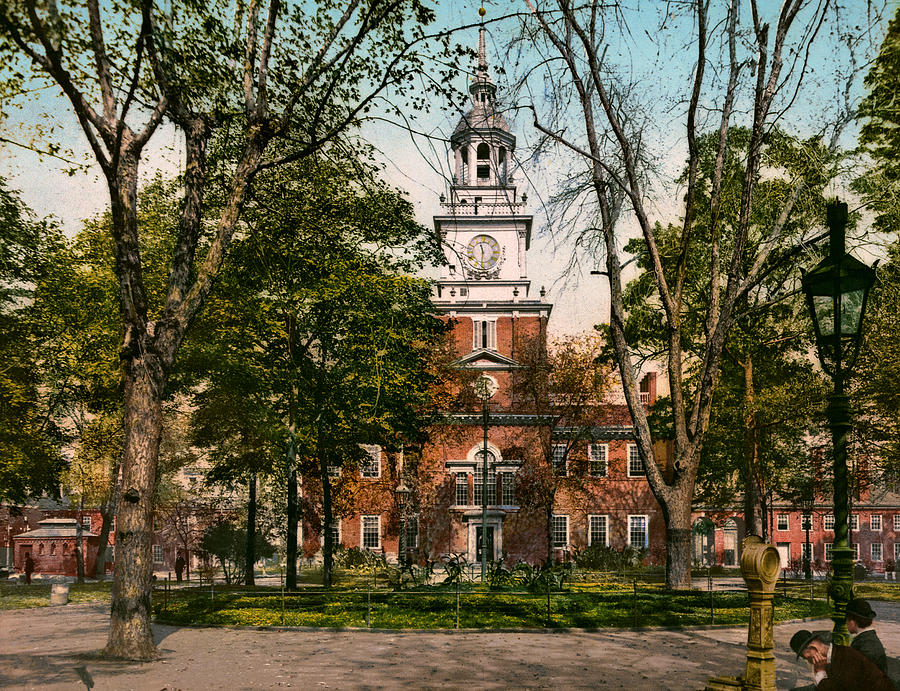 Independence Hall Philadelphia - Circa 1900 Photochrom Photograph by War Is Hell Store