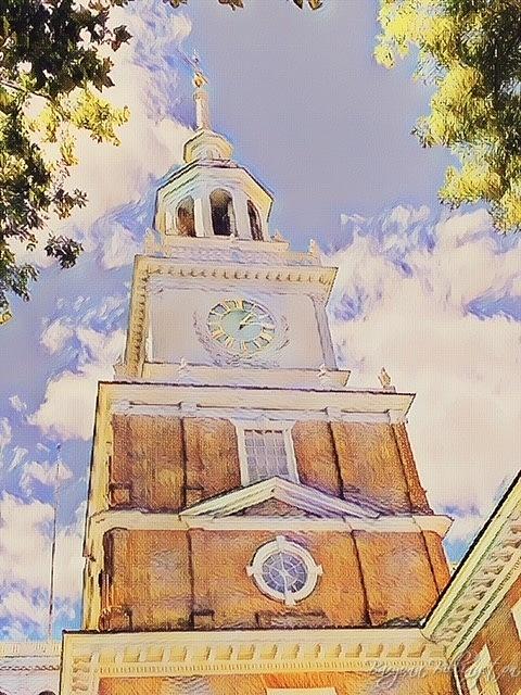 Independence Hall Tower Painting by Baryona Billington Independence Hall Tower Painting by Baryona Billington
