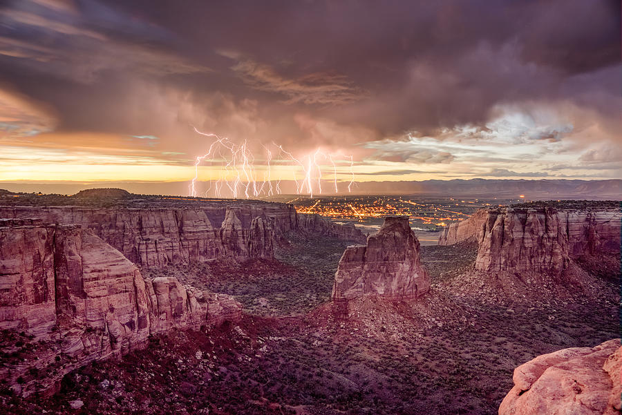 Independence Rock at Colorado National Monument during Sunset wi Photograph by Grandriver