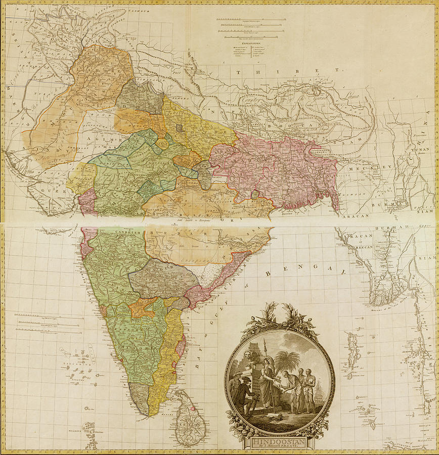 India Hindustan 1782 Drawing by Vintage Maps - Fine Art America