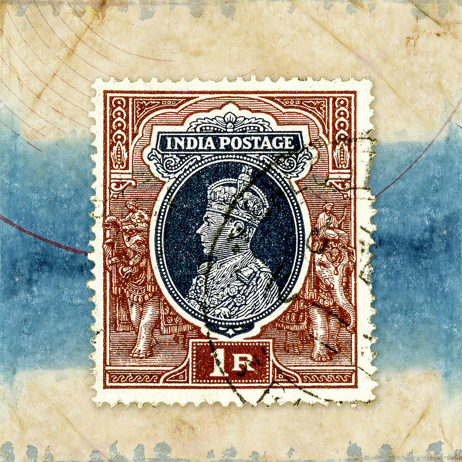 India Postage Stamp King George VI Mixed Media by Carol Leigh