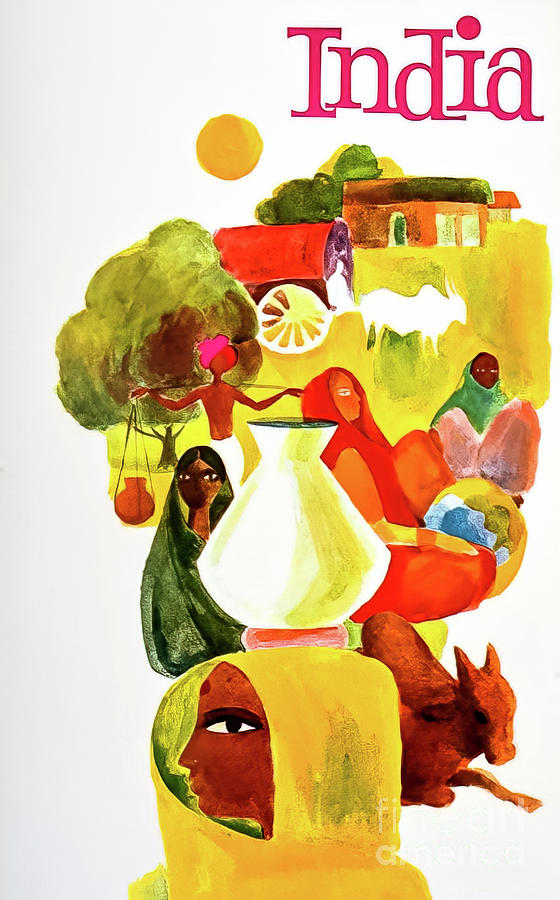 India Travel Poster 1969 Drawing by M G Whittingham