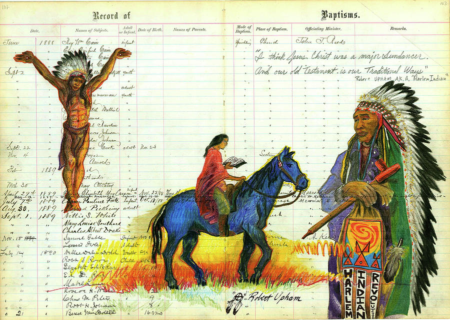 Indian Baptism Drawing by Robert Running Fisher Upham