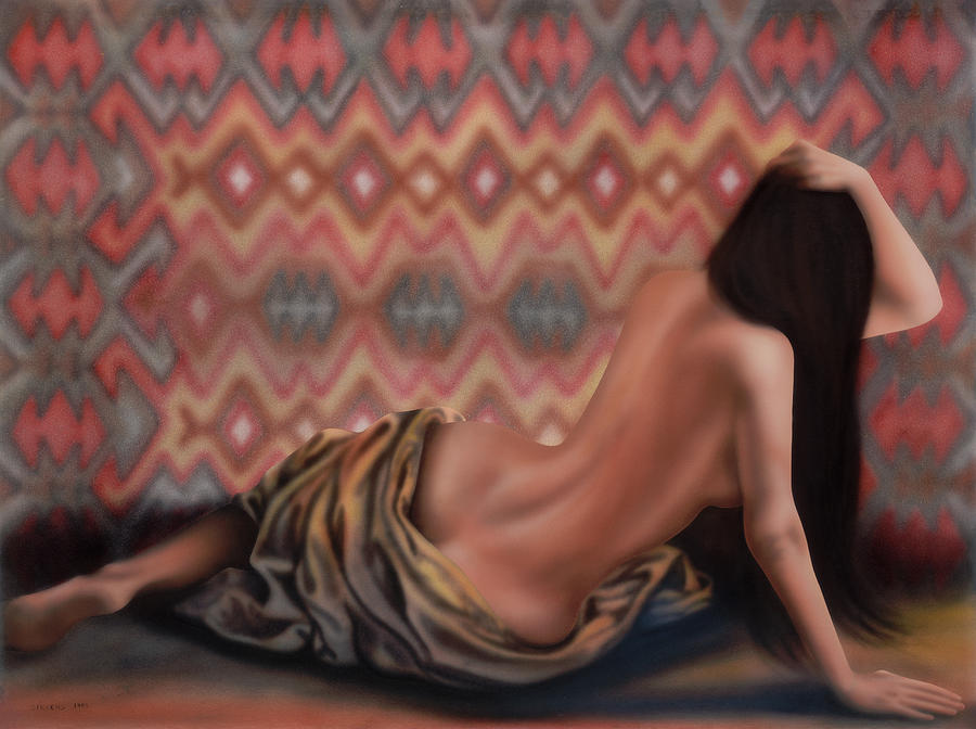 Indian Woman Painting - Indian Blanket by Glenda Stevens