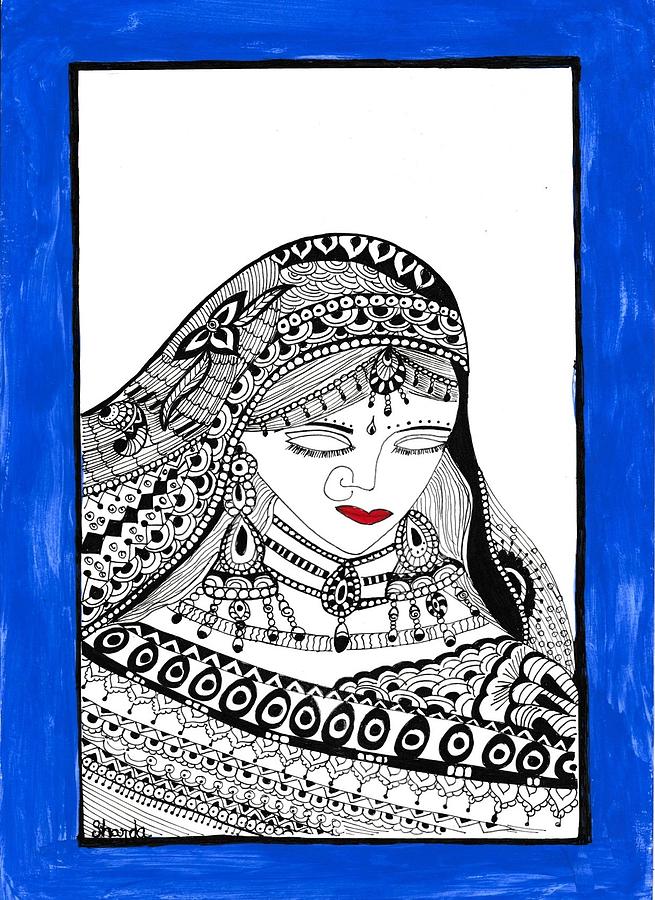How to Draw a Traditional Bride in Lehenga ll Traditional Drawing ll Girl  Drawing | Book art drawings, Pencil drawing images, Girly drawings