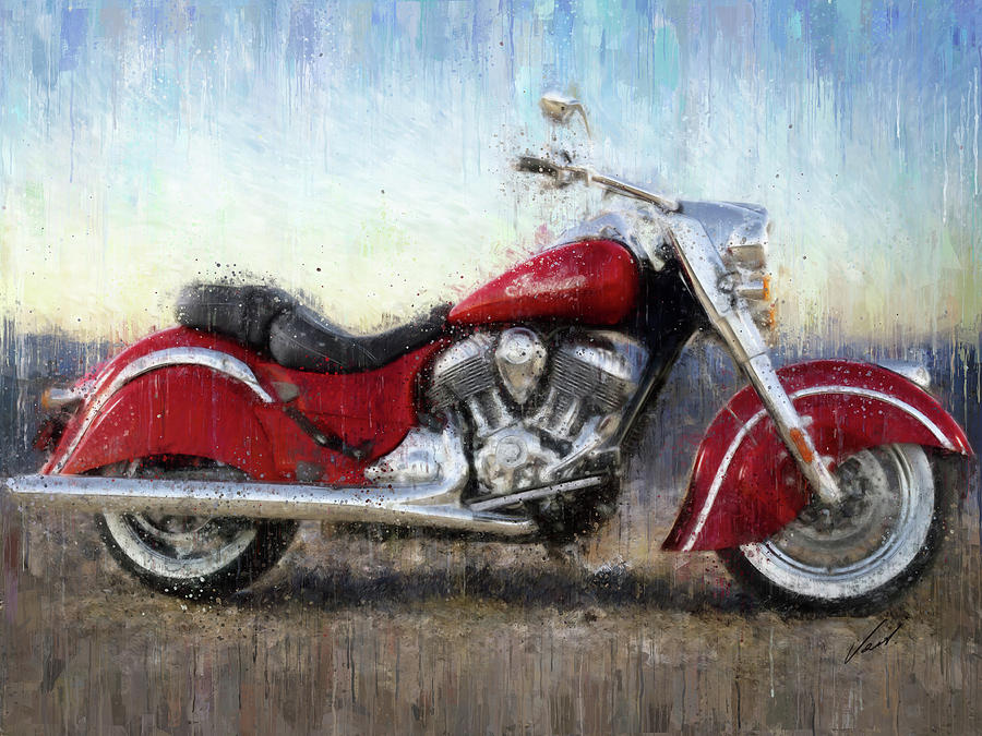 Indian Chief Motorcycle by Vart Painting by Vart