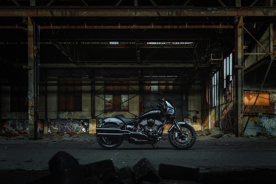 Indian Chief motorcycle in an old industrial building Photograph by Patrick Van Os