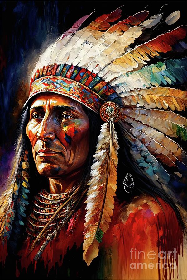 Indian Chieftain Painting by Vincent Monozlay