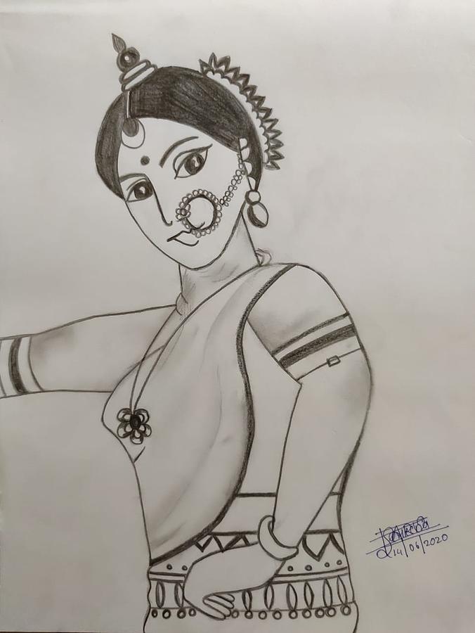 indian dancer drawing