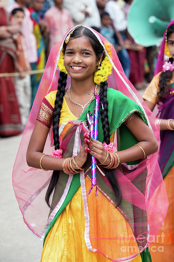 Indian Girl Photograph - Indian Girl Dancing at a Festival  by Tim Gainey