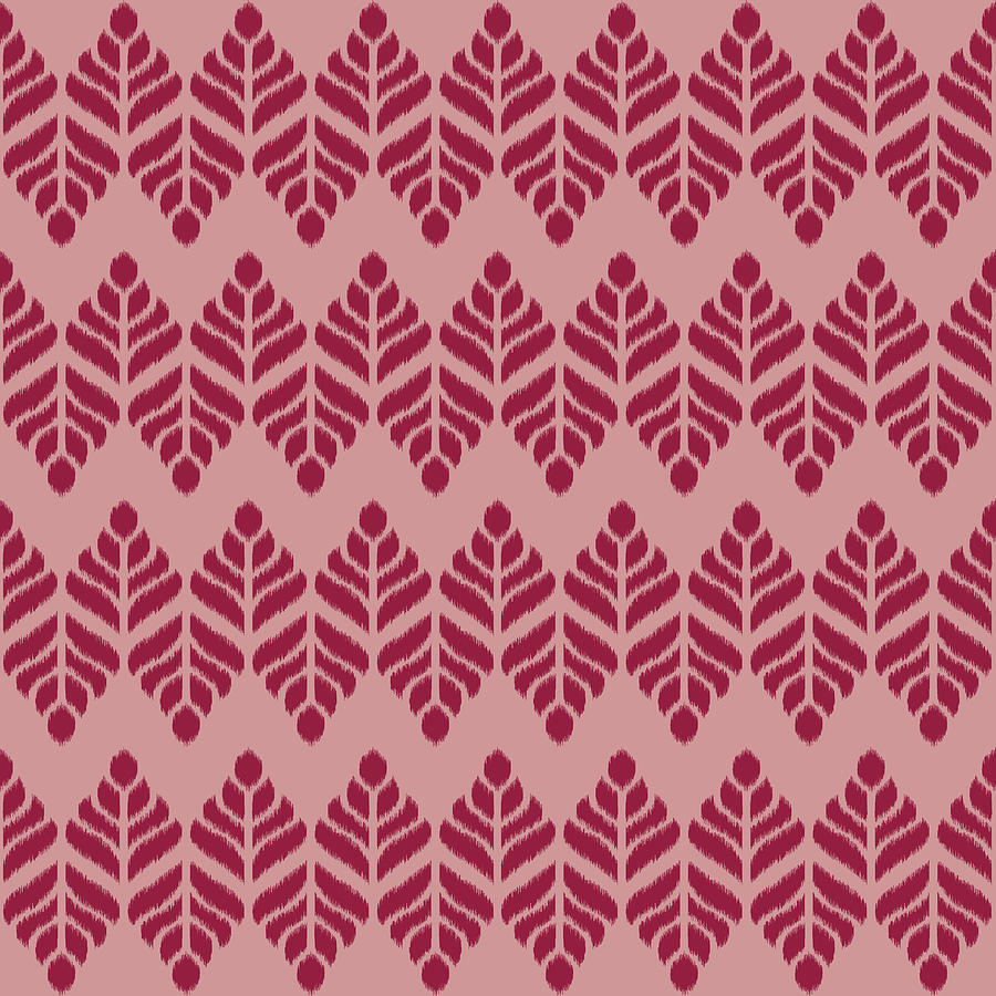 Indian Leaf Pattern - Flamingo Digital Art by Studio Grafiikka