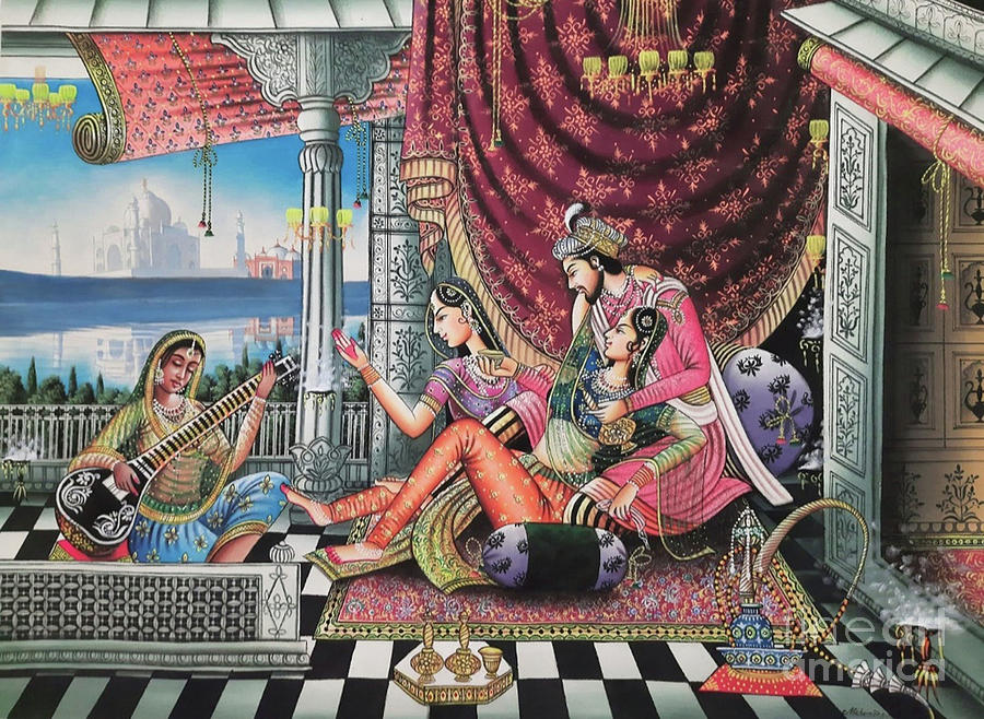 Indian miniature painting,romance painting  Painting by Manish Vaishnav