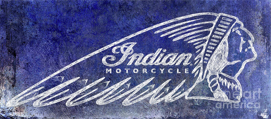 Indian Motorcycle Blueprint Drawing by Jon Neidert